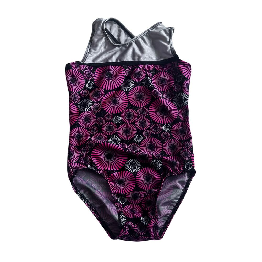 destira Pink and Silver Metallic Leotard, Gymnastics, Ballet, YS